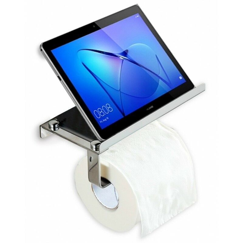 

Portarrollos de acero inoxidable con soporte para móvil - Cm Baños