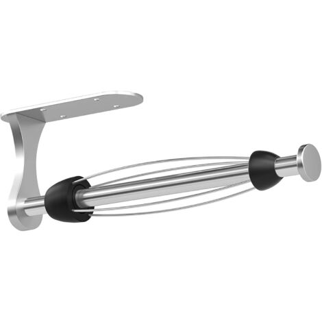 Portarrollos de cocina, sin taladrar, desprendible con una sola mano, para colocar en la base de un armario o pared, rollos de cocina, para baño, plateado, autoadhesivo, para almacenamiento y organiza