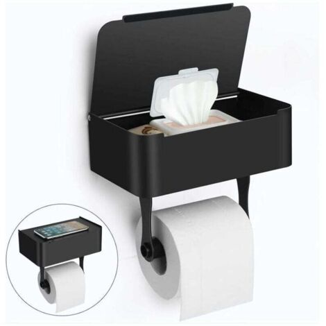 Portarrollos de papel higiénico con estante, acero inoxidable SUS304, autoadhesivo, dispensador de papel higiénico desechable para baño.