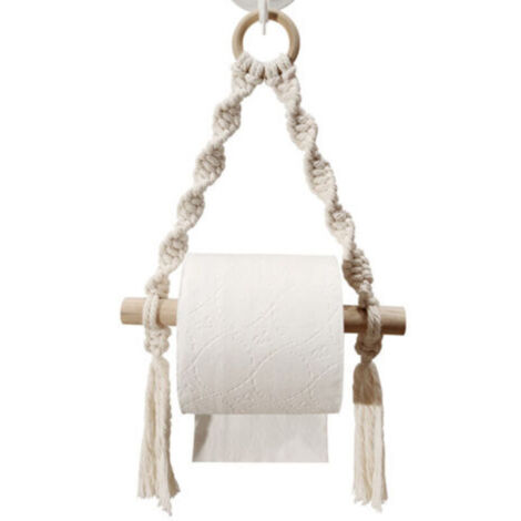 Portarrollos de papel higiénico con estante de madera y cuerda para teléfono o decoración