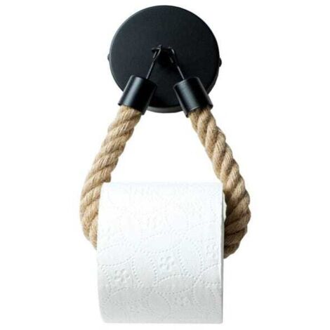 Portarrollos de papel higiénico con estante negro de pared - Decoración de baño vintage - Para el hogar y el hotel