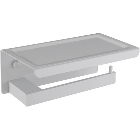 Portarrollos de papel higiénico con estantes, adhesivo, para pared, sin taladrar, para cocina, habitación, aluminio, baño