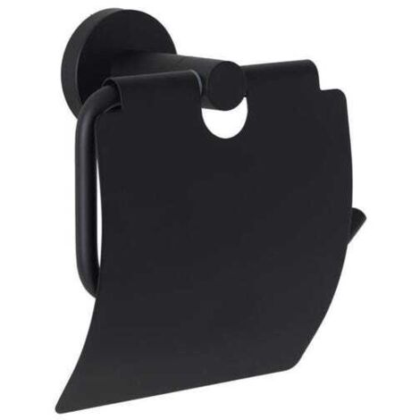 Portarrollos de papel higiénico con tapa, negro mate