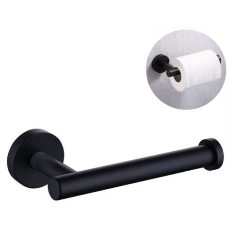 Portarrollos de papel higiénico de acero inoxidable, dispensador de papel higiénico semiabierto, soporte de pared redondo para baño y cocina ---- Negro