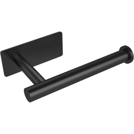 Portarrollos de papel higiénico de acero inoxidable, no requiere taladrar, apto para baño y cocina, cuadrado negro.