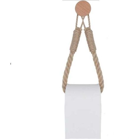 Portarrollos de papel higiénico de cuerda de cáñamo vintage para baño (estilo C)