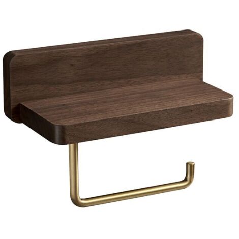 Portarrollos de papel higiénico de doble soporte (10 x 20 cm), de madera maciza, autoadhesivo, con esquinas redondeadas, para baño.