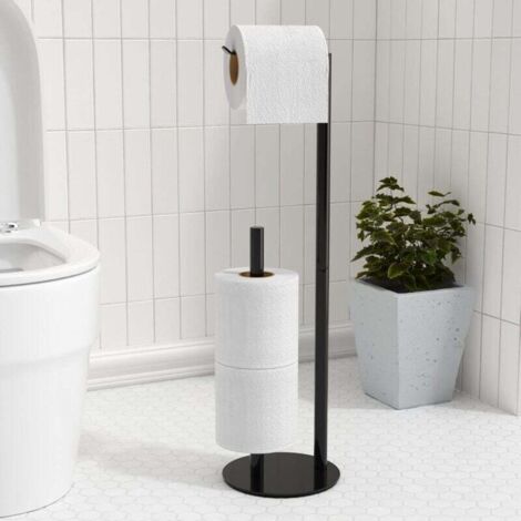 Portarrollos de papel higiénico de níquel cepillado negro, portarrollos de papel higiénico independiente para almacenamiento de papel, dispensador de papel higiénico de acero inoxidable para 3 rollos 