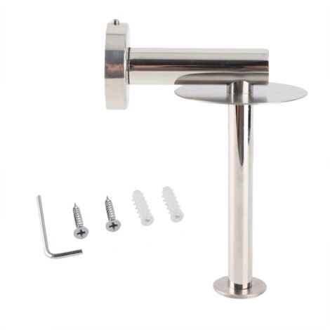 Portarrollos de papel higiénico de pared fabricado en acero inoxidable – doble fijación, estante grande, acabado pulido de alto brillo, 1 unidad