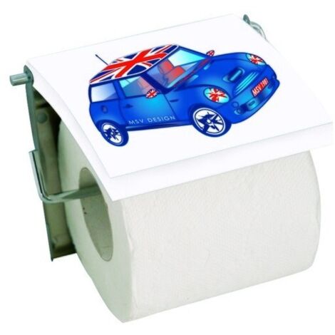 Portarrollos de papel higiénico de pared MDF y acero inoxidable para coche azul MSV