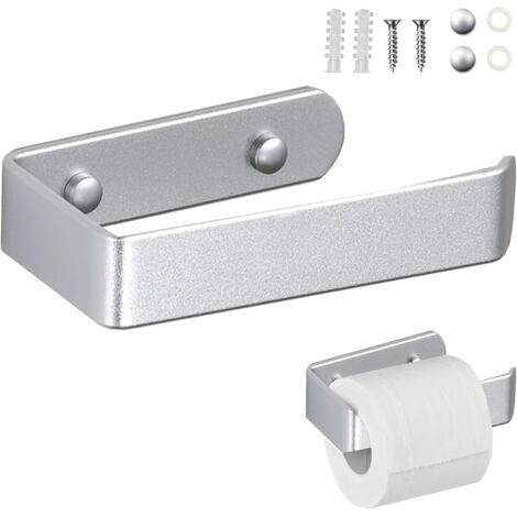 Portarrollos de papel higiénico, de pared o autoadhesivo, para baño y cocina, diseño moderno (plateado)