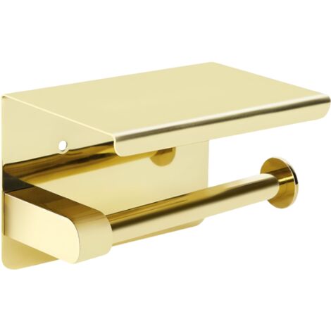 Portarrollos de papel higiénico de pared para baño, acero brillante, dorado