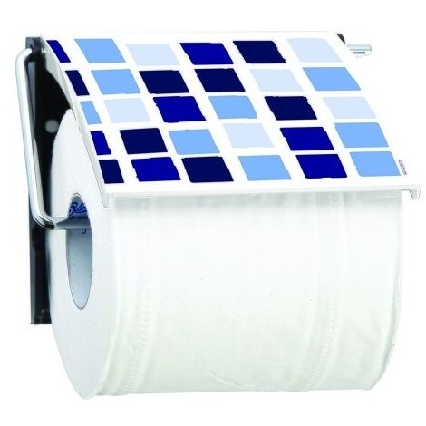 Portarrollos de papel higiénico de pared PS y mosaico de acero cromado azul MSV
