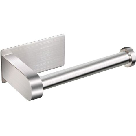 Portarrollos de papel higiénico de pared, sin perforaciones, de acero inoxidable 304, con estante para baño, plateado - RWBathroom Shelf