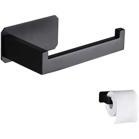 Portarrollos de papel higiénico - Dispensador de papel higiénico de acero inoxidable - Portarrollos de papel higiénico original para montaje en pared - No requiere perforación - Negro