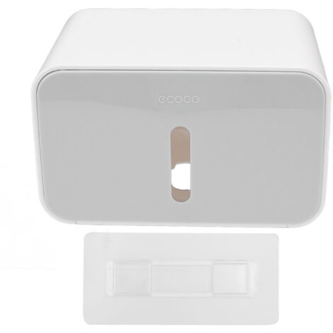 Portarrollos de papel higiénico impermeable para montaje en pared, no requiere taladrar, color gris, de PS y ABS  21 x 13,5 x 13,5 cm  Soporte doble para rollos con parte superior plana