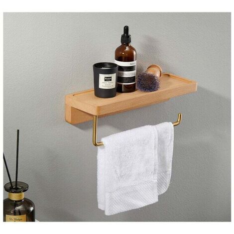 Portarrollos de papel higiénico KZQ, doble instalación, de madera maciza de haya, para pared, autoadhesivo, esquinas redondeadas, portarrollos de papel, decoración para baño y cocina.