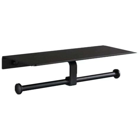 Portarrollos de papel higiénico KZQ, negro, doble rollo, perforado, caja para papel higiénico, soporte para teléfono móvil, para hotel