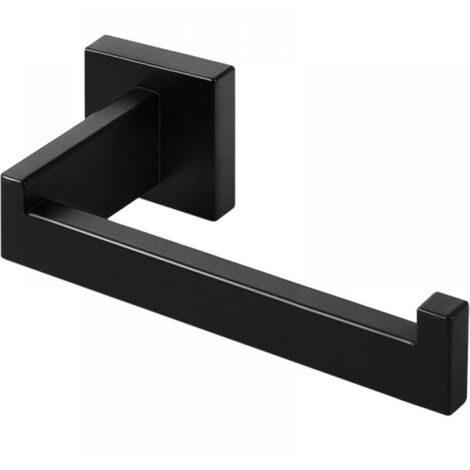 Portarrollos de papel higiénico negro, de acero inoxidable, para baño y cocina (cuadrado)