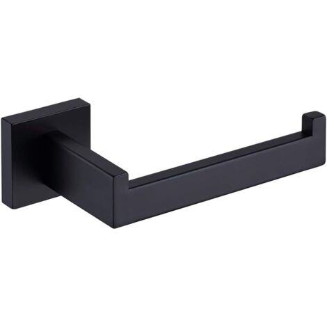 Portarrollos de papel higiénico negro mate, dispensador/gancho para rollo de papel higiénico, de montaje en pared, apto para baños y cocinas, estilo cuadrado moderno en acero inoxidable.
