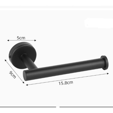 Portarrollos de papel higiénico para baño, cocina y aseo – Acero inoxidable de alta calidad, color negro, para montaje en pared.