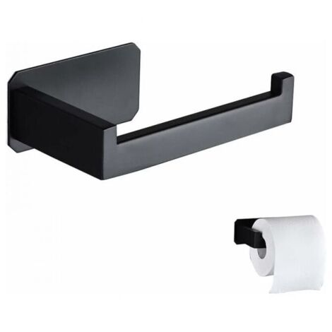 Portarrollos de papel higiénico, portarrollos de acero inoxidable, portarrollos autoadhesivo para baño y cocina, color negro