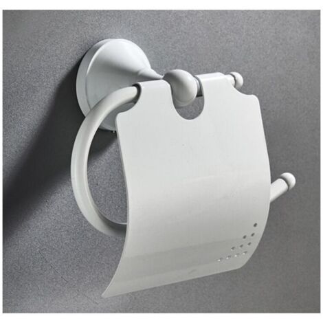 Portarrollos de papel higiénico retro de latón antiguo para pared con tapa blanca