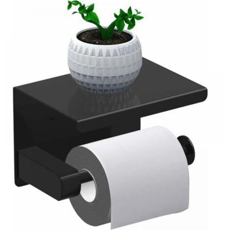 Portarrollos de papel higiénico, sin necesidad de taladrar, dispensador de papel higiénico con estante, acero inoxidable SUS 304, autoadhesivo y de montaje en pared para baño.