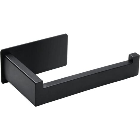 Portarrollos de papel higiénico sin perforaciones, de acero inoxidable, para baño y cocina (negro)