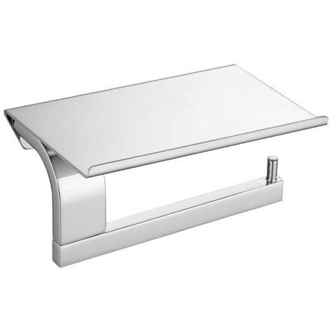 Portarrollos de papel higiénico y soporte para teléfono KZQ - Montaje en pared - Acero inoxidable