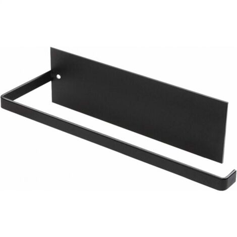 Portarrollos de papel negro de 26 cm, Portarrollos de papel de cocina de pared, Portarrollos de papel sin taladrar, Portarrollos de cocina de metal, Portarrollos de papel de cocina autoadhesivo