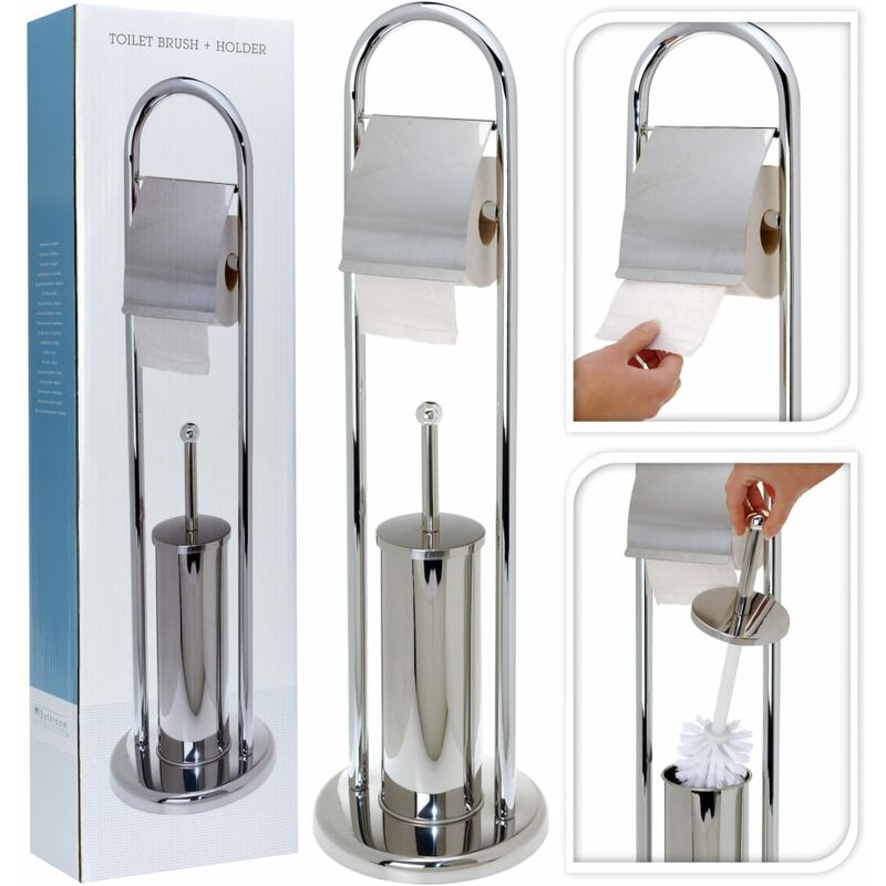 

Soporte de papel higiénico y escobilla acero inox. - Plateado - Bathroom Solutions