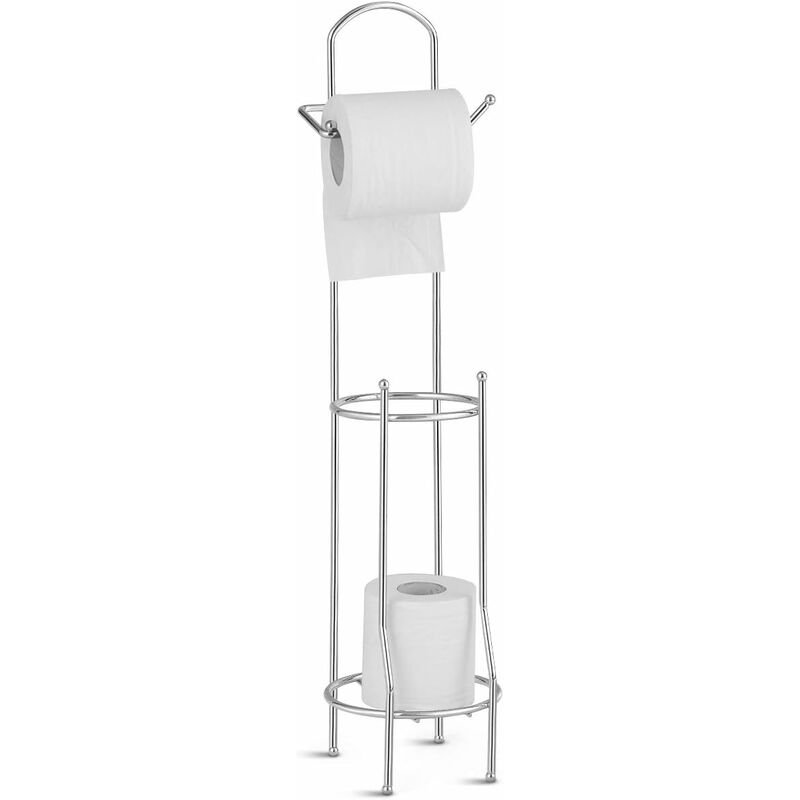 

Costway - Portarrollos Papel Higiénico de Hierro Soporte Papel Higiénico 15,5x15,5x66 centímetros para Baño Color Plata