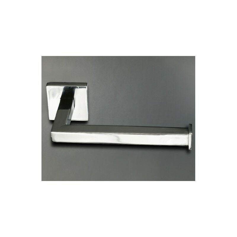 

Portarrollos sin tapa Squadra, de latón cromado brillo, fijación opcional con adhesivo - CM Baños