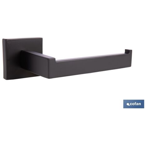 PORTARROLLOS/TOALLERO NEGRO MATE DE ACERO CON DISEÑO CUADRADO GAMA FAIAL 16 X 8 X 5,5 CM