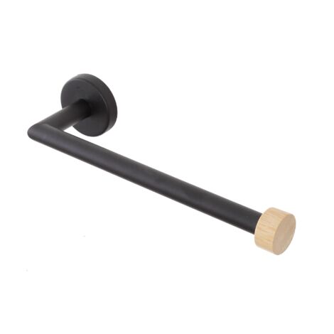 Portasalviette bagno a muro 25 cm nero in acciaio e bambù Haiti