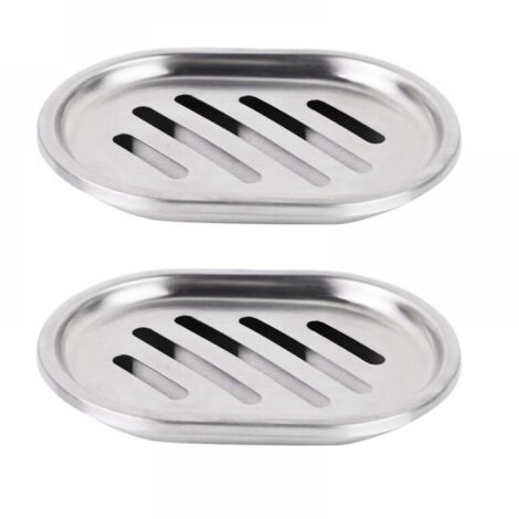 Portasapone a doppio strato, grande portasapone in acciaio inox, contenitore cavo con ampio foro di drenaggio, 2 pezzi