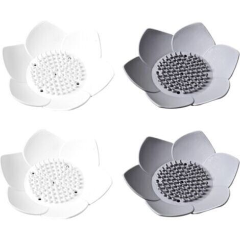 Portasapone a forma di fiore, portasapone creativo, portasapone in silicone, portasapone per scarico domestico, accessori per il bagno da 4 pezzi