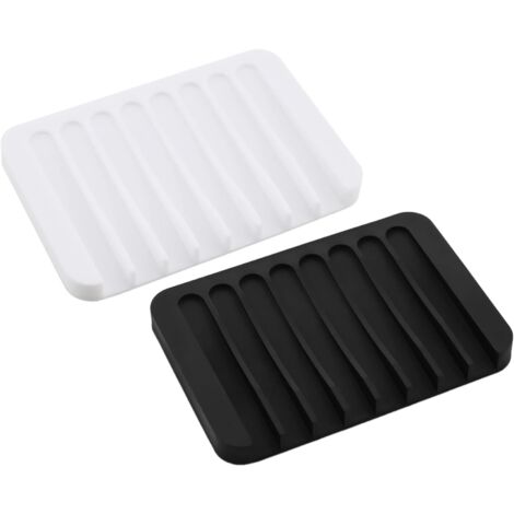 Portasapone antiscivolo in silicone, portasapone in silicone morbido, portasapone per doccia, bagno e cucina, mantiene il sapone asciutto e pulito (2 pezzi/nero/bianco)