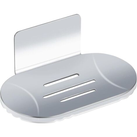 Portasapone autoadesivo da parete, portasapone per doccia in acciaio inox, portasapone senza fori per bagno e cucina, utilizzato per riporre spugne e spazzole (argento) - Fei Yu