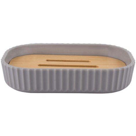 Portasapone AWD INTERIOR Rayon 1636 con scolapiatti, grigio opaco con bambù