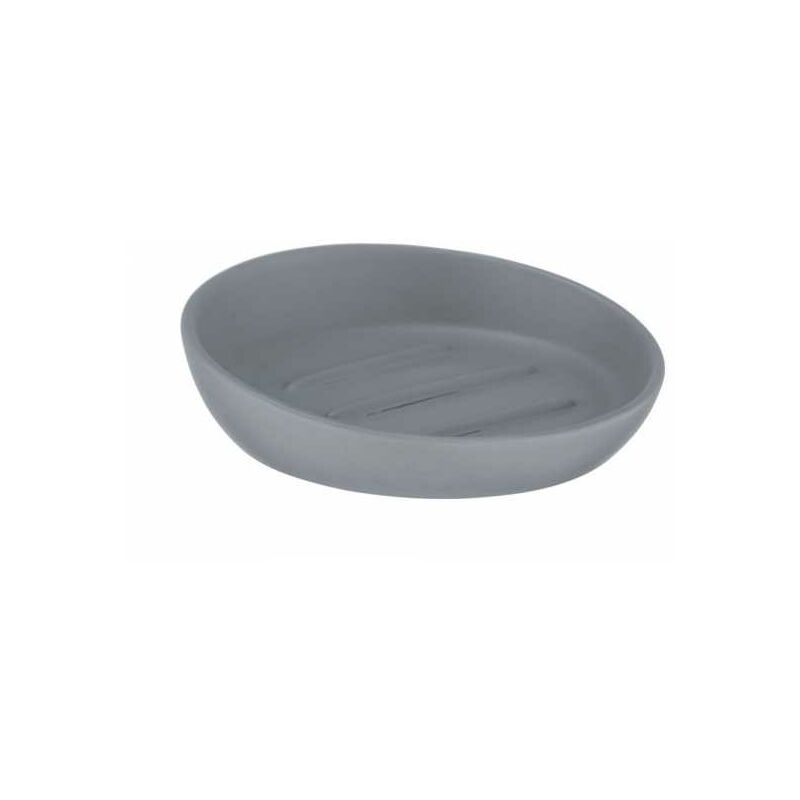 Portasapone Badi in ceramica, portasapone rotondo, Ceramica, ø 11,5x3 cm, grigio opaco - Wenko