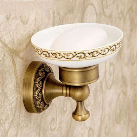 Portasapone color bronzo con supporto da parete in ottone per doccia in stile antico, alta qualità con design senza tempo, ideale per bagno e WC.