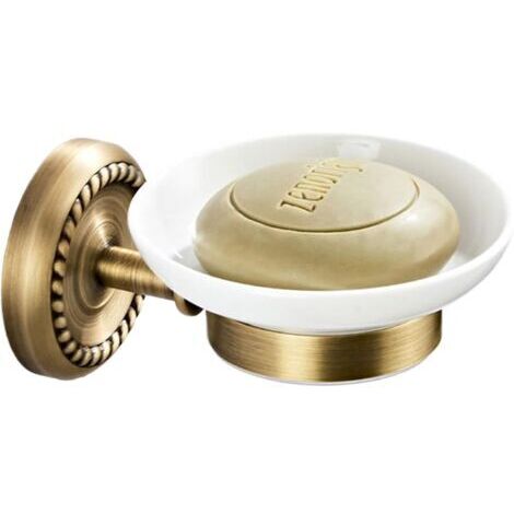 Portasapone con vassoio in ceramica per bagno e WC, drenaggio rapido, mantiene il sapone asciutto - Ottone, 1 pezzo