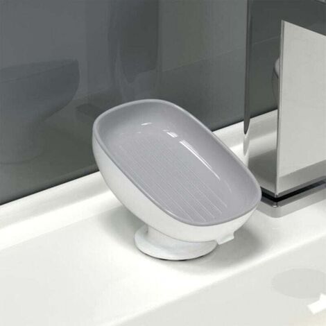 portasapone con ventosa per bagno, grigio
