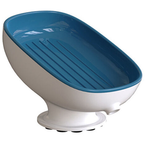 Portasapone con ventosa super e scarico per portasapone da bagno, portaspugna da cucina, contenitore per sapone, articoli per il bagno, blu