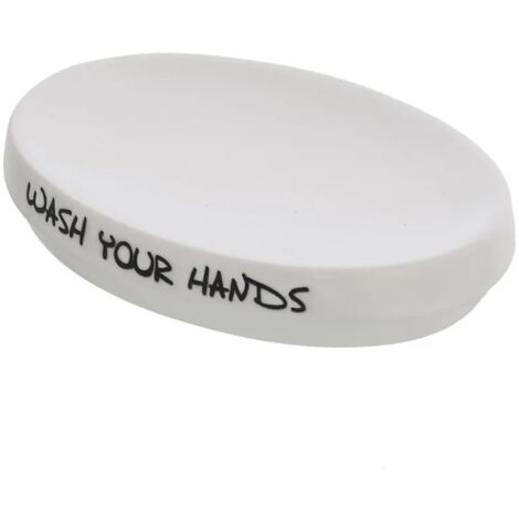 Portasapone da appoggio bianco linea Wash con scritte nere