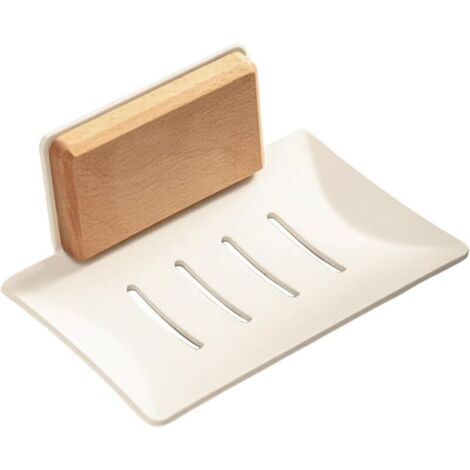 Portasapone da doccia - Portasapone da parete per asta doccia - Porta spugna da bagno (bianco)
