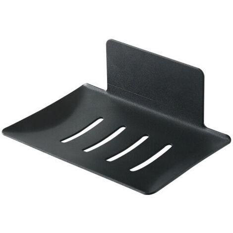 Portasapone da parete KZQ, 1 pezzo, portasapone autoadesivo in acciaio al carbonio per cucina e bagno, per riporre spugne e spazzole (nero)