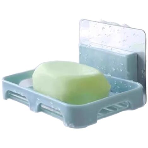 Portasapone da parete, non necessita di foratura e con sistema di drenaggio dell'acqua - Blu